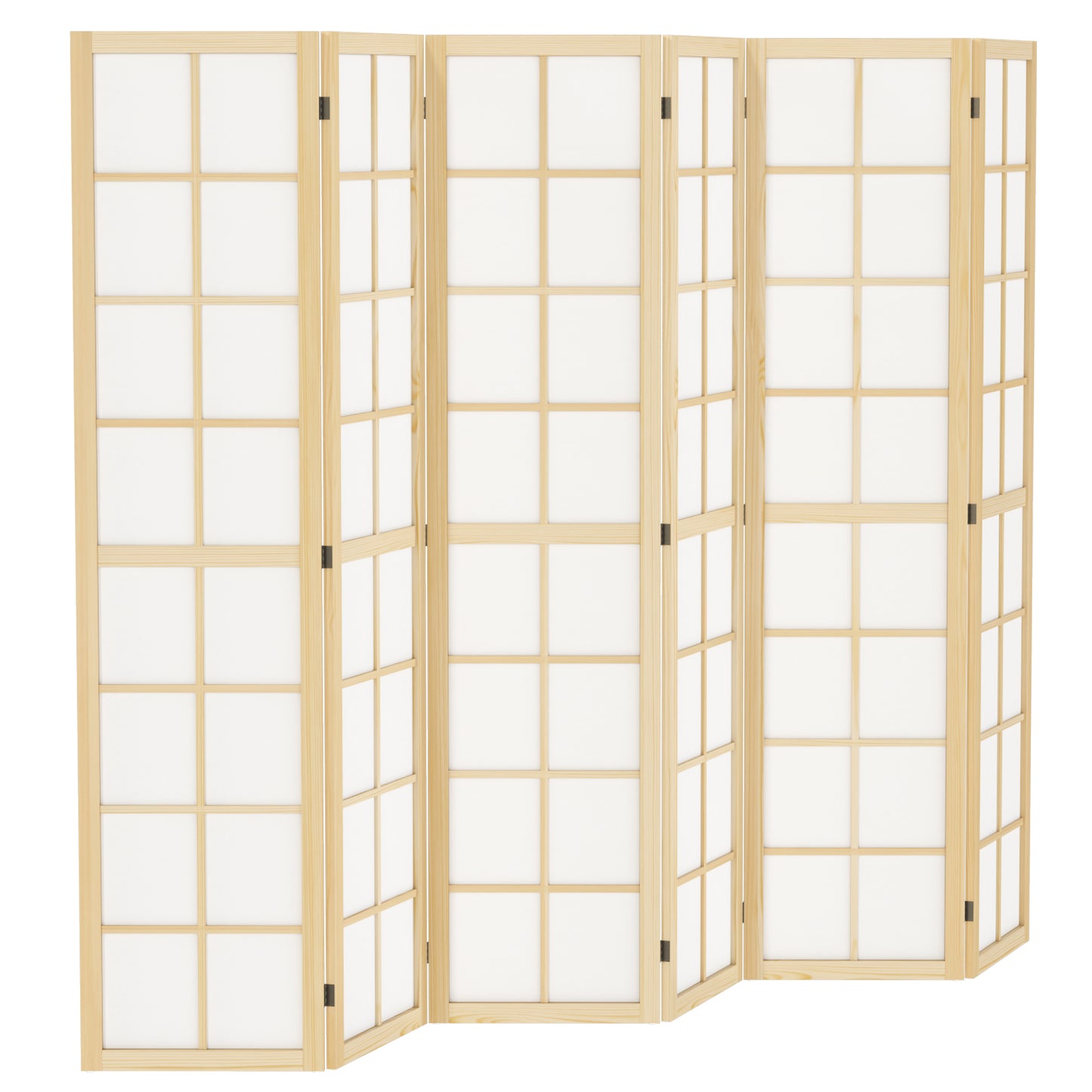 6 Panel Room Divider, 5.6 ft Folding Wall Divider Room Partition for Home Office, Bedroom, Living Room, Natural Wood