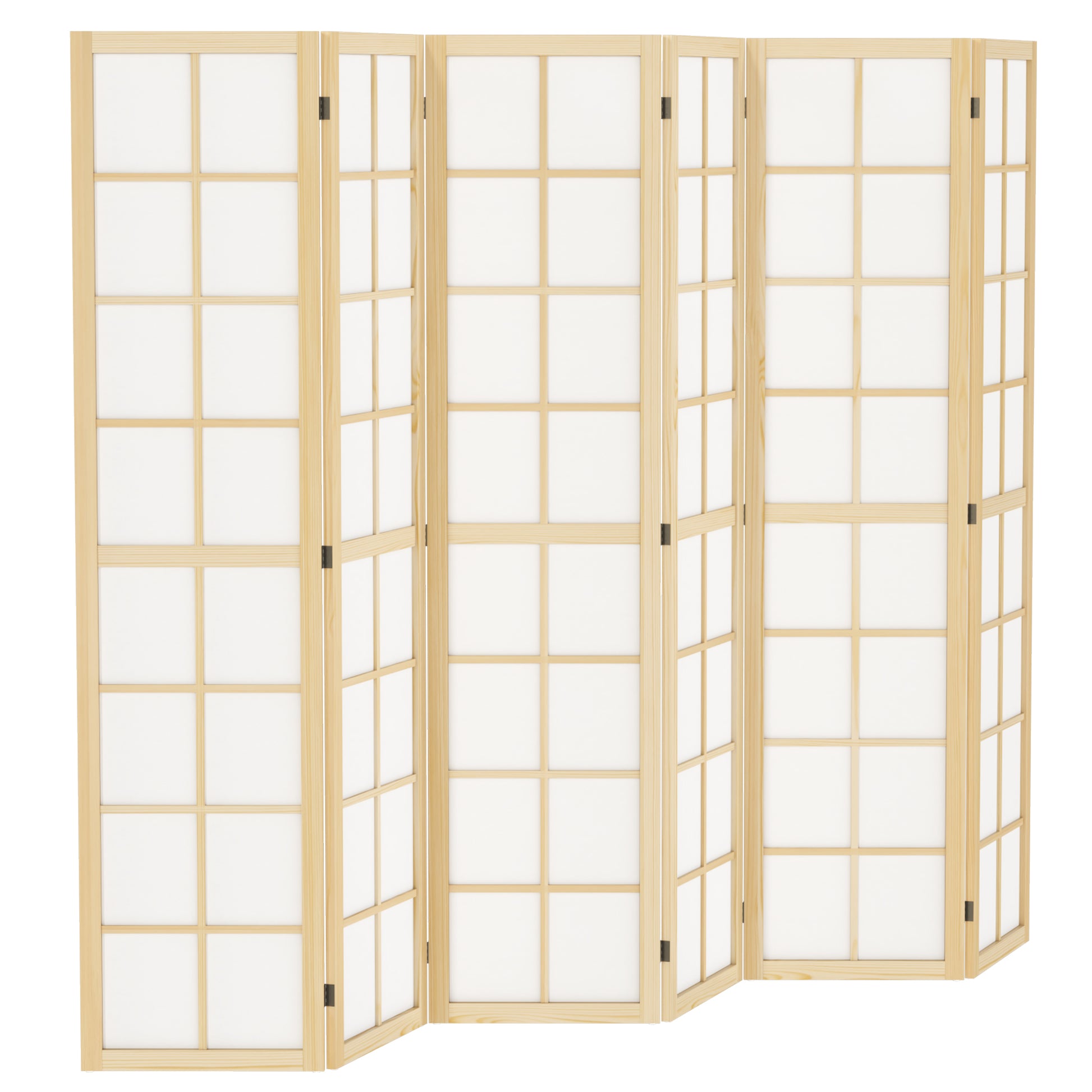 6 Panel Room Divider, 5.6 ft Folding Wall Divider Room Partition for Home Office, Bedroom, Living Room, Natural Wood