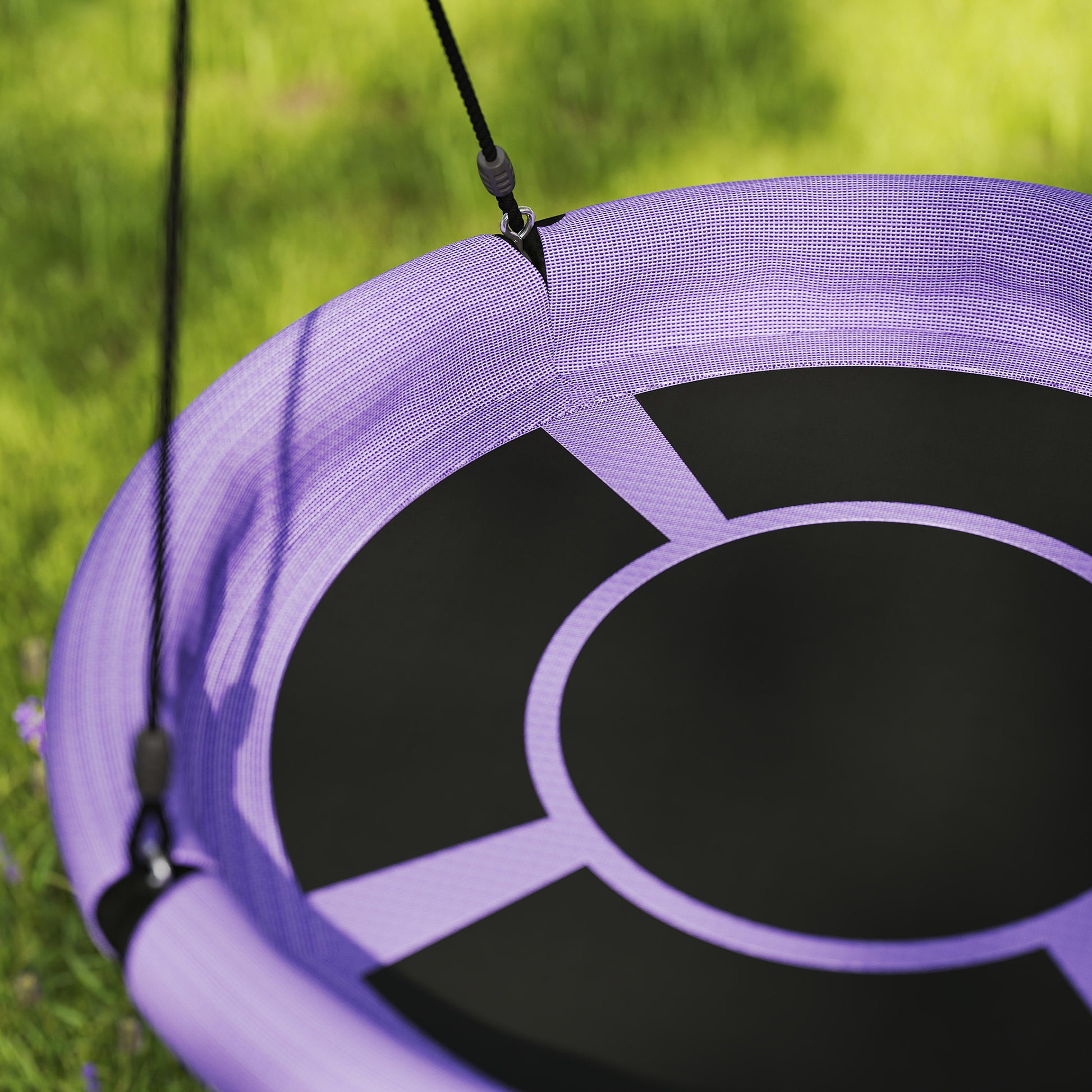 Qaba 100cm Diameter Nest Seat for Kids with Height Adjustable Hanging Ropes for Outdoor, Playground, Garden, Purple
