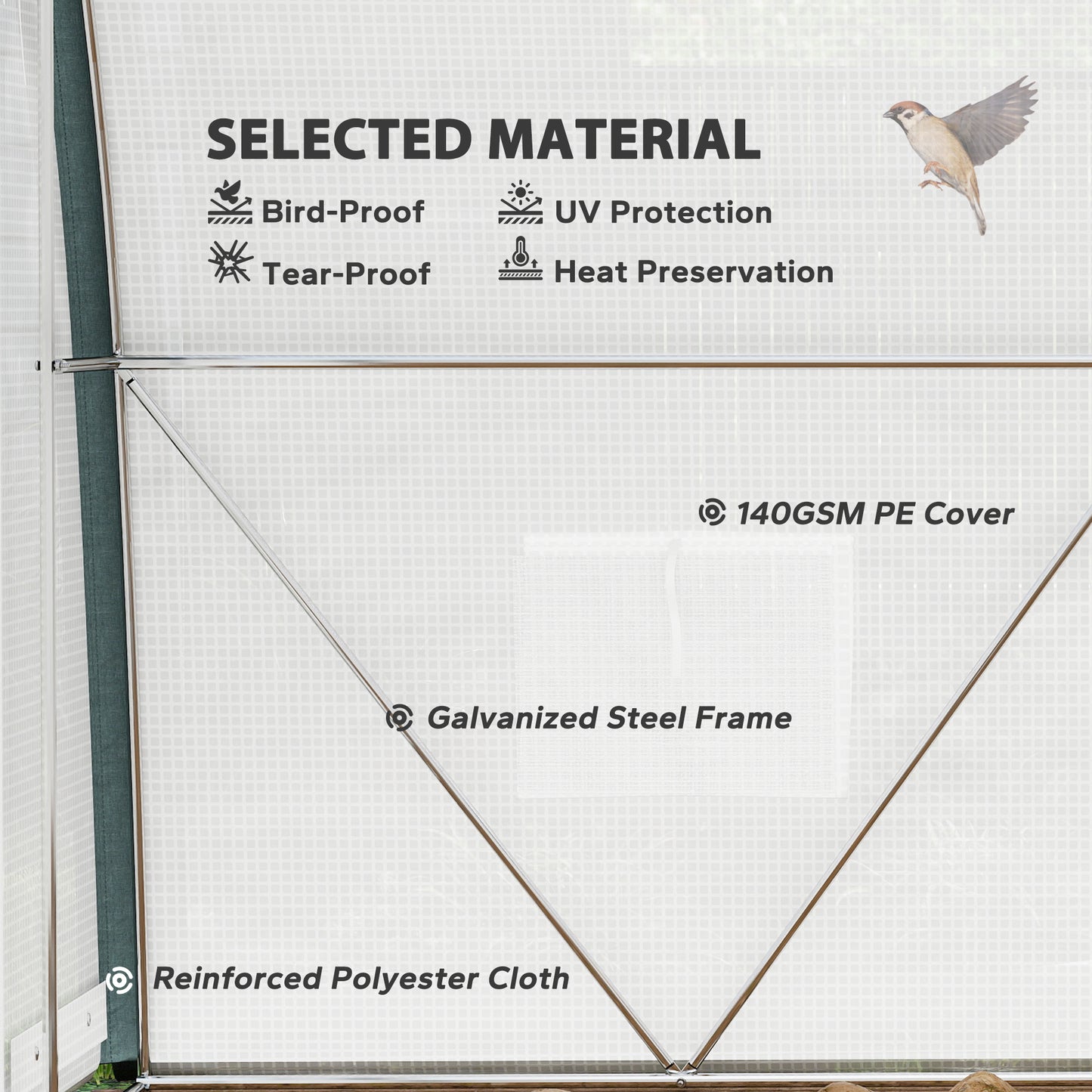 10'x6.6'x6.6' Upgraded Tunnel Greenhouse Green House with Mesh Door and Windows, 6 Plant Labels and Gloves, White