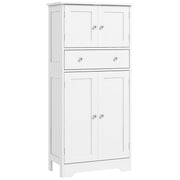 50.5" Kitchen Storage Cabinet, Modern Kitchen Pantry Cabinet with 4 Doors, Drawer, Adjustable Shelf, White
