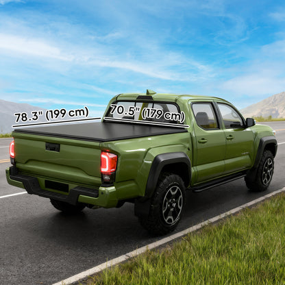 6.5'' Soft Tri-Fold Truck Bed Tonneau Cover for 6.4 ft Bed, Truck Bed Cover with Seal Strip, Black