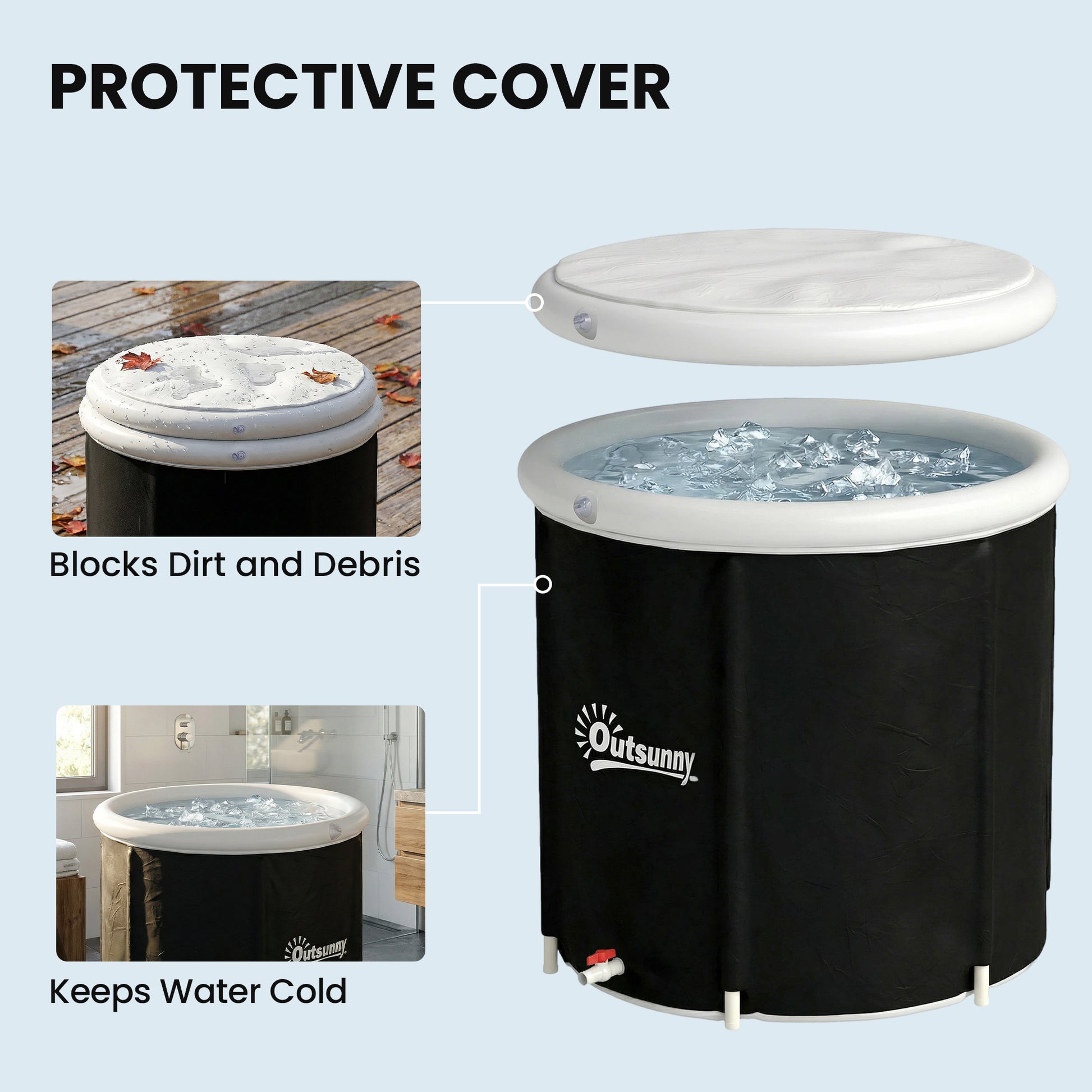 Ice Bath Tub for Athletes, 71 Gal Cold Plunge Tub with Cover, Pump, Portable Multiple Layered Inflatable Ice Barrel