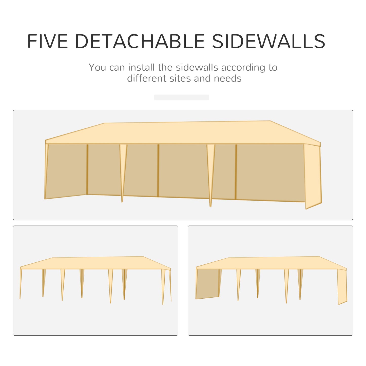 10' x 29' Party Tent, Canopy Tent with Sidewalls and Large Transparent Windows for Garden, Backyard, Outdoor, White