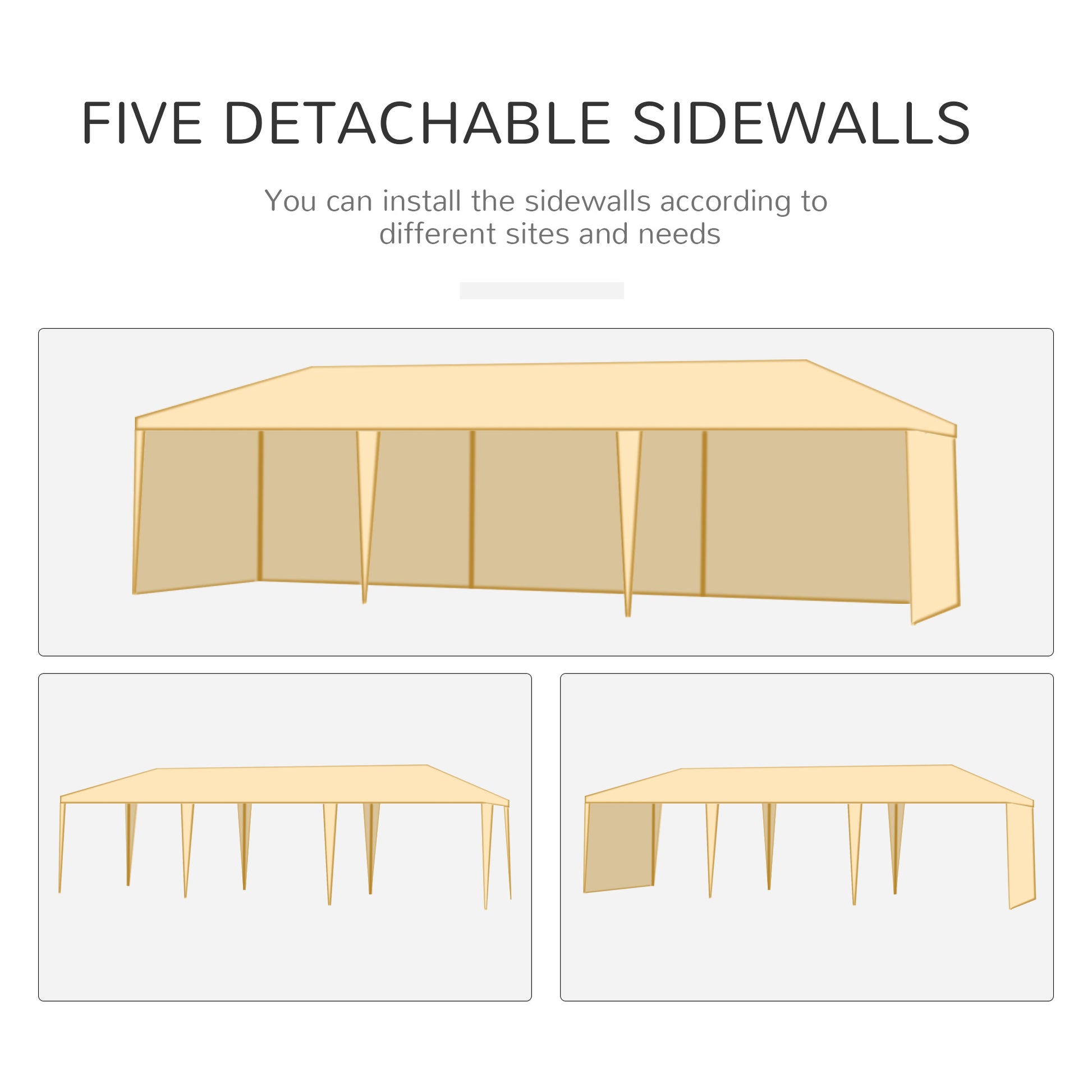 10' x 29' Party Tent, Canopy Tent with Sidewalls and Large Transparent Windows for Garden, Backyard, Outdoor, White
