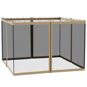 Replacement Mosquito Netting for Gazebo 10' x 10' Black Screen Walls for Canopy with Zippers for Parties and Outdoor Activities, Khaki