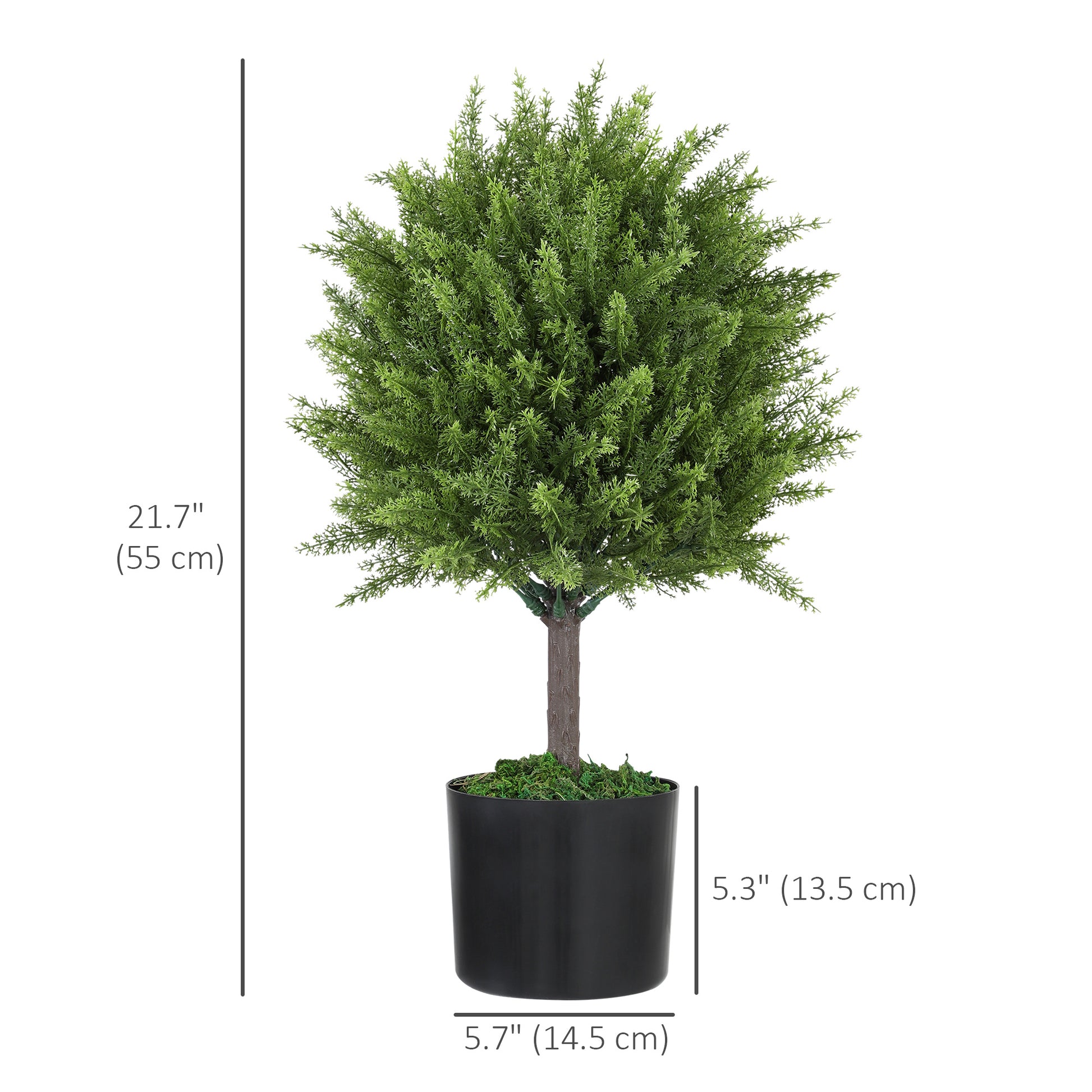 Set of 2 Decorative Artificial Plants, Cedar Topiary Trees in Pots, Fake Plants for Home Indoor outdoor Decor, Green
