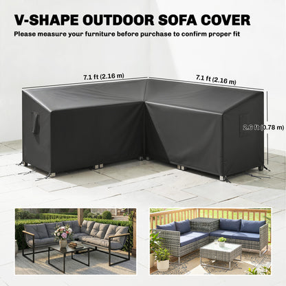 V-Shaped Patio Furniture Cover, Waterproof Outdoor V-Shaped Sectional Sofa Cover with Air Vent, 85" x 85", Black