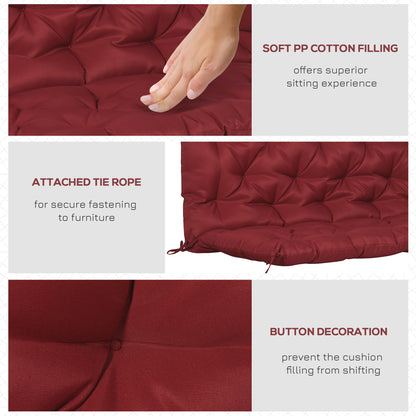 2 Seater Garden Bench Cushion, Soft Thick Outdoor Non-Slip 2 Seater Soft Pad With Backrest for Garden Patio, 47" x 43" x 5", Wine Red