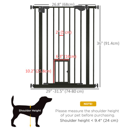 36" Easy Open Indoor Dog Gates for Doorways, House, Stair - Black