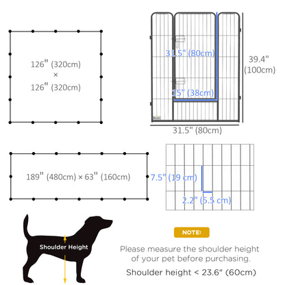 16 Panel 39" Height Heavy Duty Dog Playpen for Small Medium Large Dogs, Grey