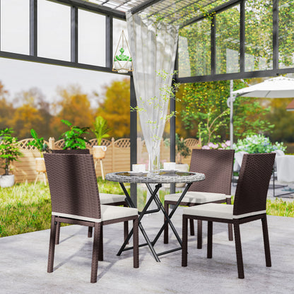 Patio Dining Chairs Set of 4, All Weather Wicker Armless Outdoor Chairs with Steel Frame for Garden, Backyard, Beige