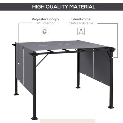 10' x 10' Retractable Pergola Canopy for Backyard, Grey