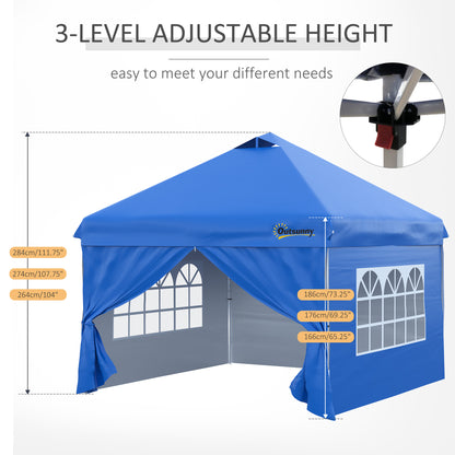 10' x 10' Pop Up Canopy Tent, Instant Sun Shelter, Tents for Parties, with Wheeled Carry Bag, Blue