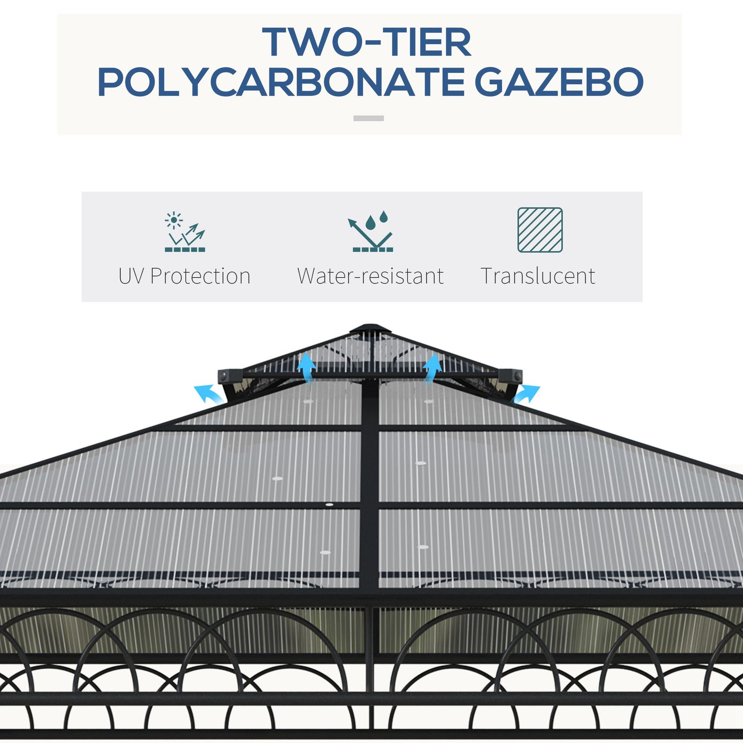 10' x 10' Outdoor Hardtop Gazebo Canopy w/ Double PC Roof, Steel Frame, Nettings, Curtains for Garden Lawn Deck, Khaki