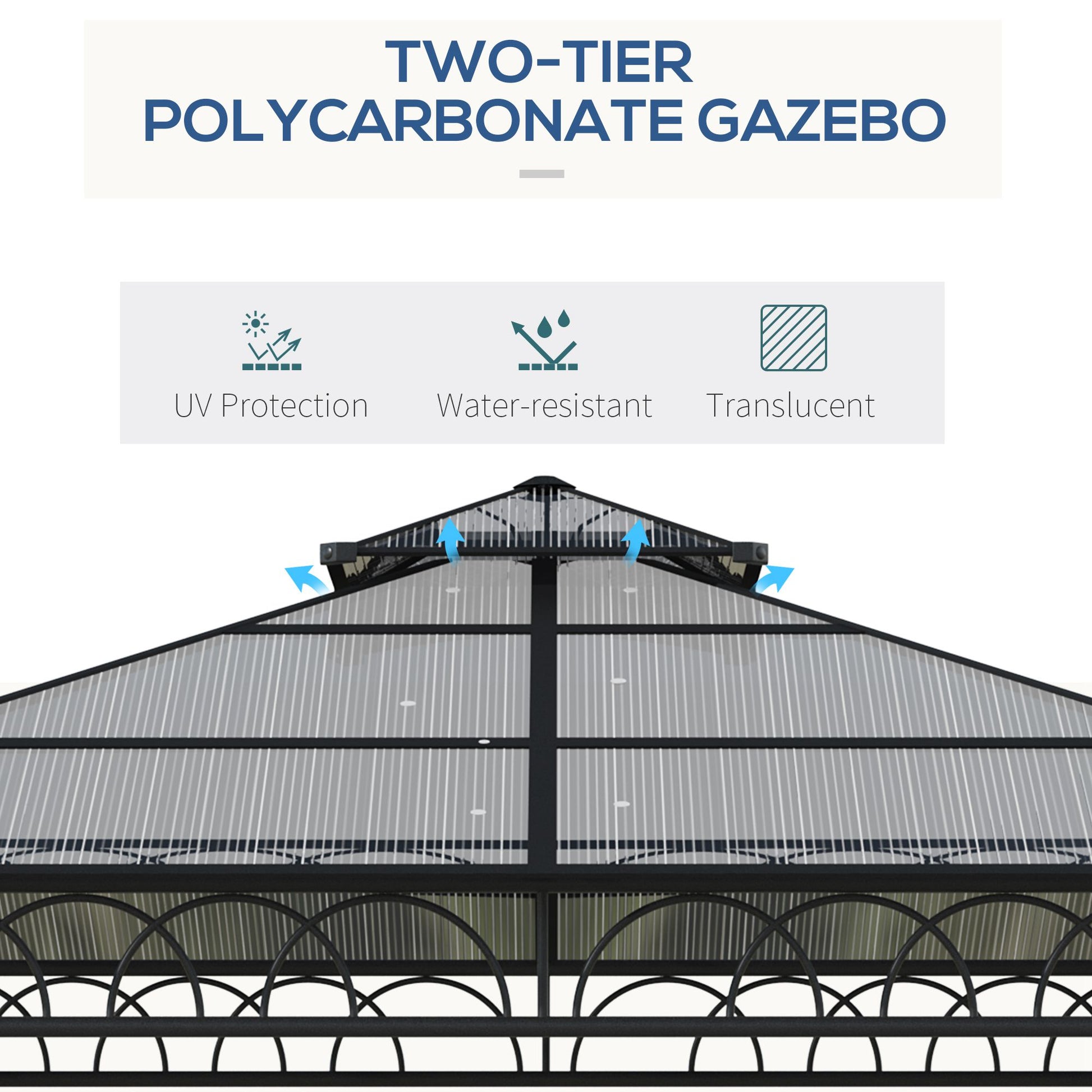 10' x 10' Outdoor Hardtop Gazebo Canopy w/ Double PC Roof, Steel Frame, Nettings, Curtains for Garden Lawn Deck, Khaki