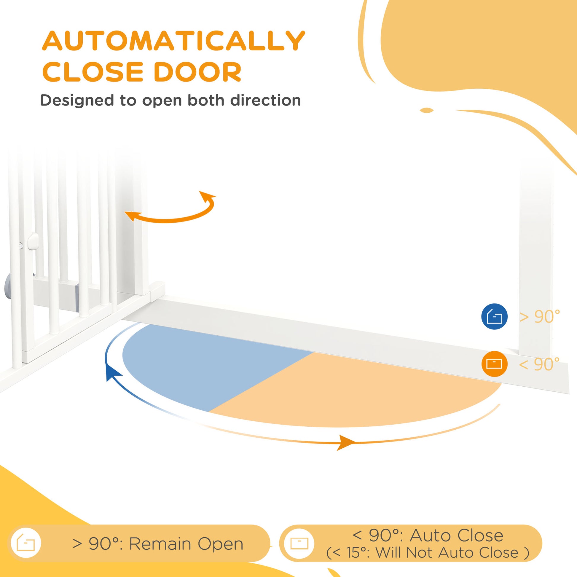 41" Easy Open Indoor Dog Gates for Doorways, House, Stair - White