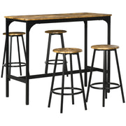 5-Piece Bar Table Set for 4, Industrial Counter Height Bar Table and Chairs for Kitchen, Dining Room, Rustic Brown