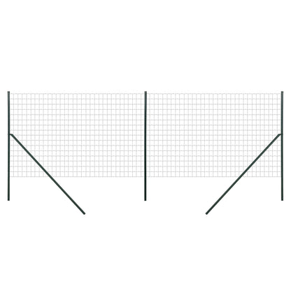 Garden Fence Barrier, Welded Fence Roll, Includes Posts & Support Braces, Green Plastic-Coated Steel