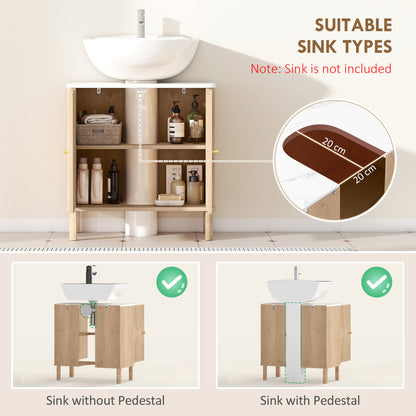Floor Standing Bathroom Vanity, Bathroom Vanity Cabinet with Adjustable Shelf, Oak