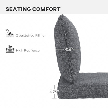 4-Piece Seat Cushion Pillows Replacement, Patio Chair Cushions Set with Back for Indoor Outdoor, Grey