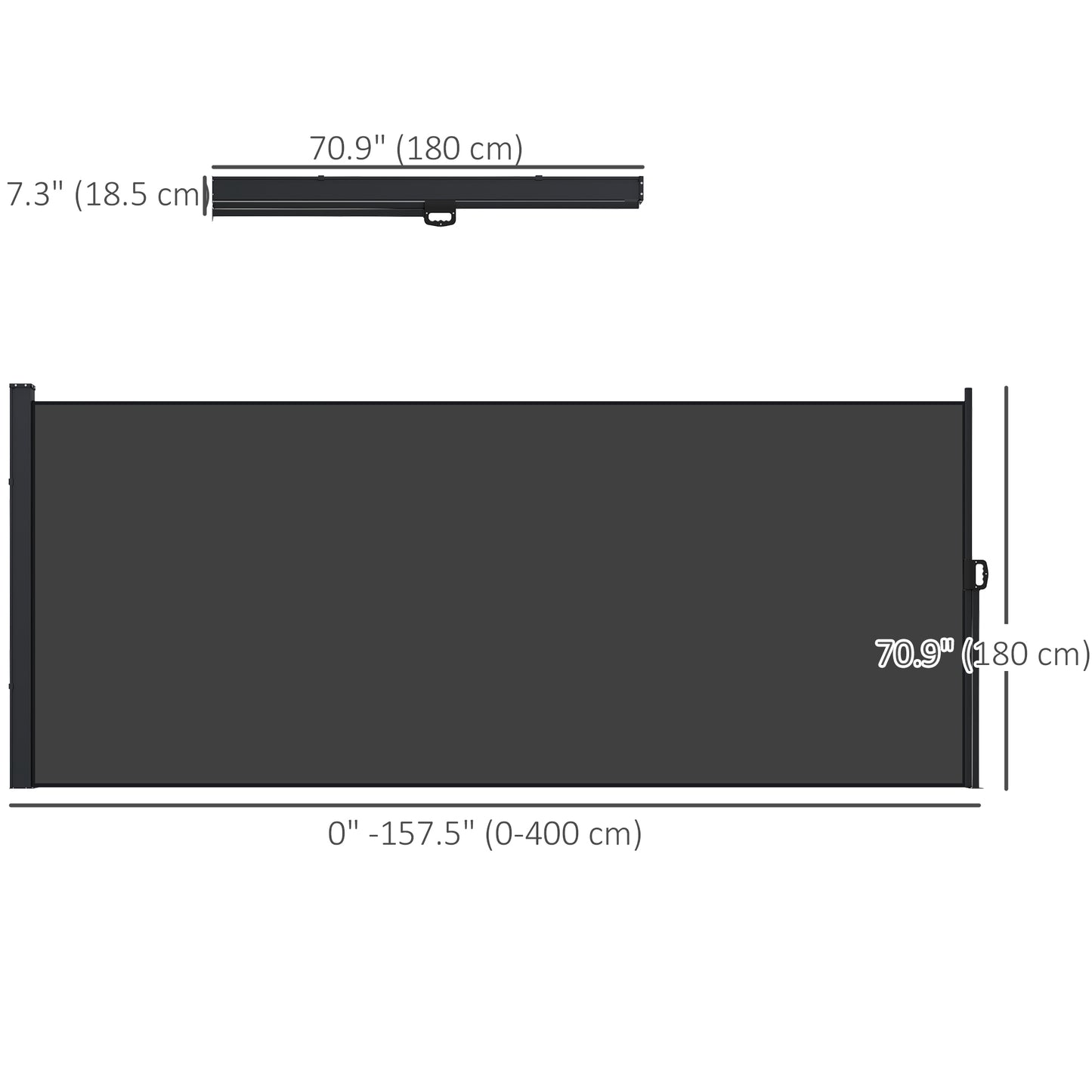 13' x 6' Retractable Side Awning, Outdoor Privacy Screen for Garden, Hot Tub, Balcony, Terrace, Pool, Black