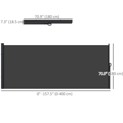 13' x 6' Retractable Side Awning, Outdoor Privacy Screen for Garden, Hot Tub, Balcony, Terrace, Pool, Black