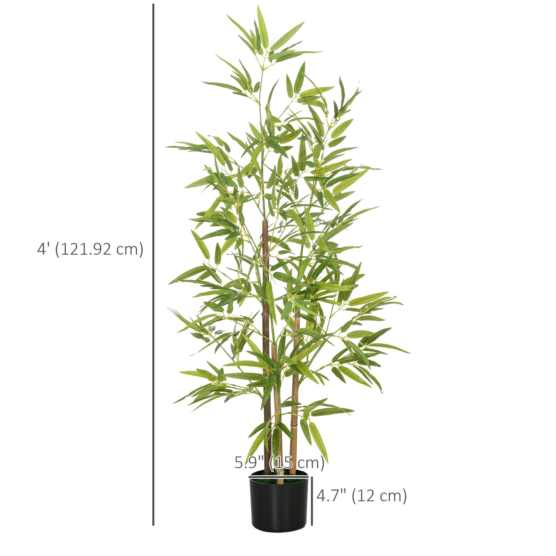 Set of 2 4ft Artificial Tree, Indoor Fake Bamboo with Pot, for Home Office Living Room Decor