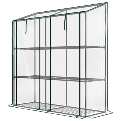 Portable Mini Greenhouse Green House with 3 Tier Shelves, Reinforced Cover, Roll-up Doors, 56.3" x 18.1" x 59.4"