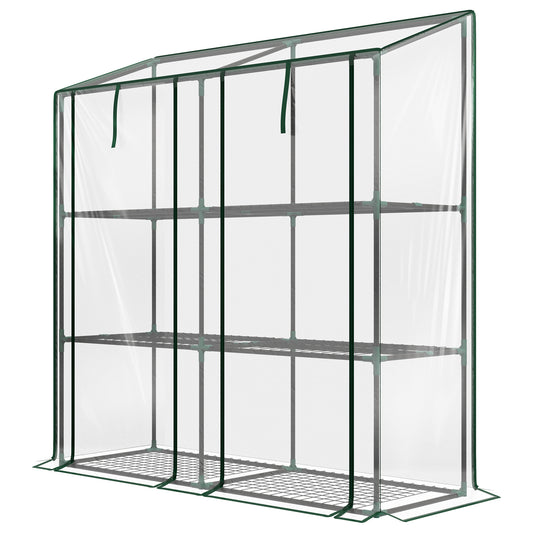 Portable Mini Greenhouse Green House with 3 Tier Shelves, Reinforced Cover, Roll-up Doors, 56.3" x 18.1" x 59.4"