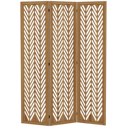 3 Panel Room Divider, 5.6ft Tall Wood Folding Privacy Screens, Freestanding Partition Wall Dividers, Light Brown