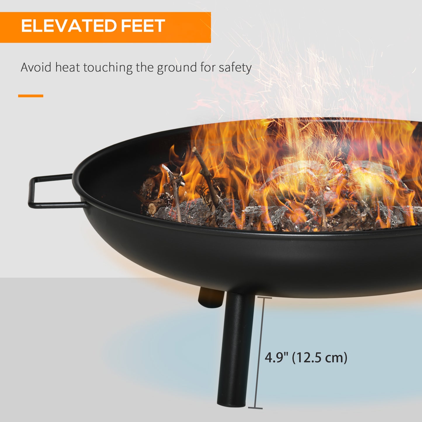 23" Round Outdoor Fire Pit, Portable Firepit Fireplace with Support Legs for Garden, Patio, Camping, Bonfire, Black
