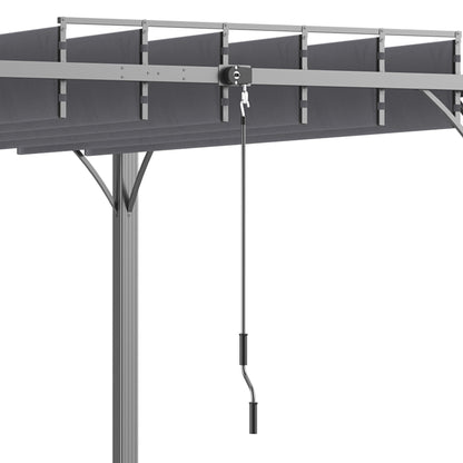 12.8' x 9.7' Louvered Pergola with Retractable Roof, Metal Pergola for Lawn Garden Patio, Grey