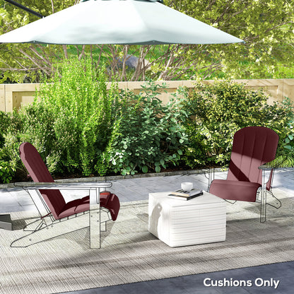 Set of 2 Patio Chair Cushions, High Back Adirondack Chair Cushion with Ties, High-Density Foam, Wine Red