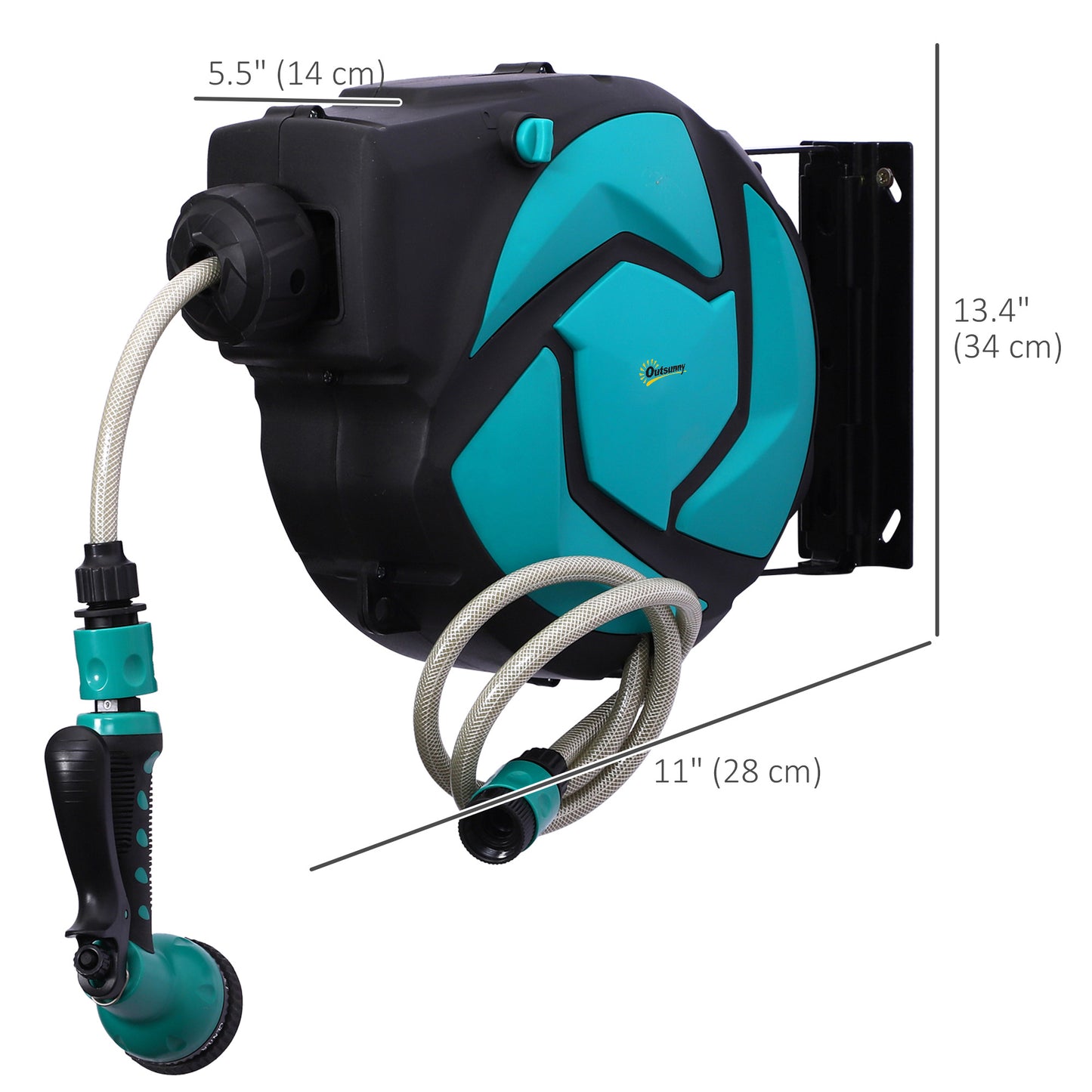 Hose Reel, 33 ft Retractable Garden Hose, Hose Reel Wall Mounted, Water Hose Reel Automatic Rewind, Dark Grey