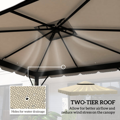 10' x 10' Gazebo Replacement Canopy, Gazebo Top Cover with Double Vented Roof for Garden Patio Outdoor TOP ONLY, Beige