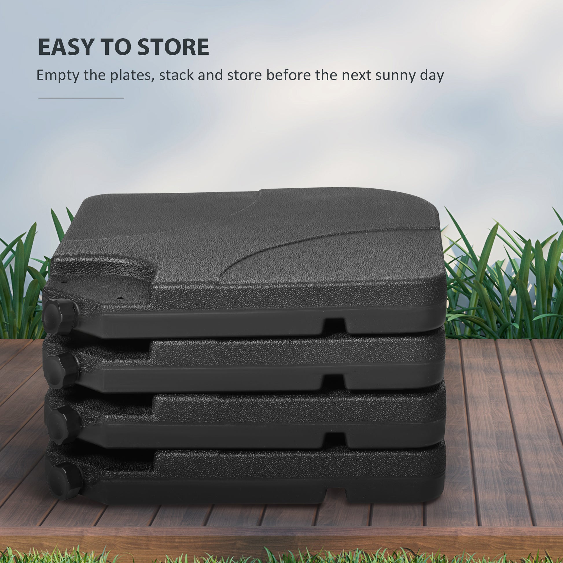 4 Piece Umbrella Base Stand w/ U Locking, 132 lb Capacity Water or 172 lb Capacity Sand, Black