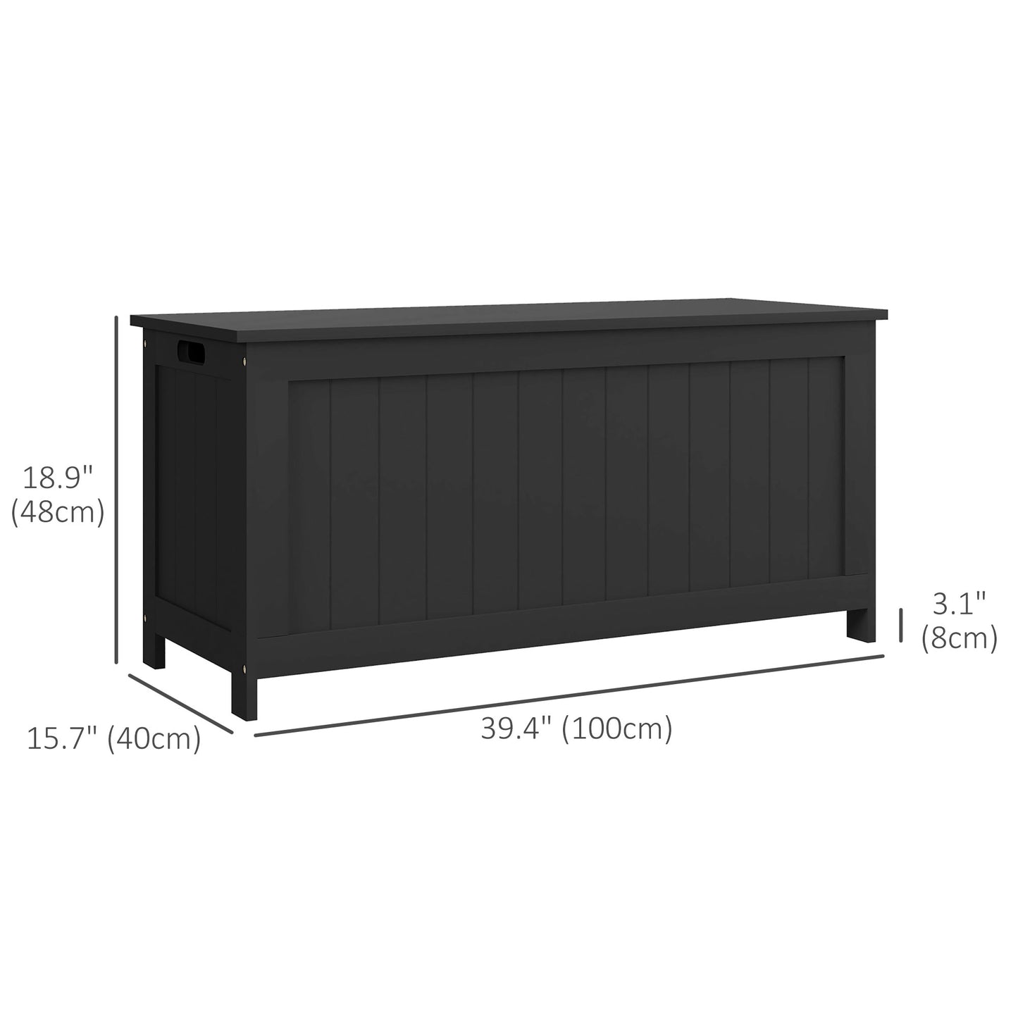 Storage Trunk with 2 Safety Hinges, Modern Entryway Bench with Side Handles, Storage Chest for Living Room, Black