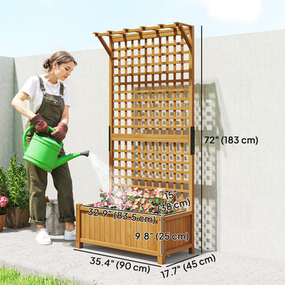 Wood Planter with Trellis for Vine Climbing, Raised Garden Bed, Privacy Screen for Backyard, Patio, Deck, Yellow