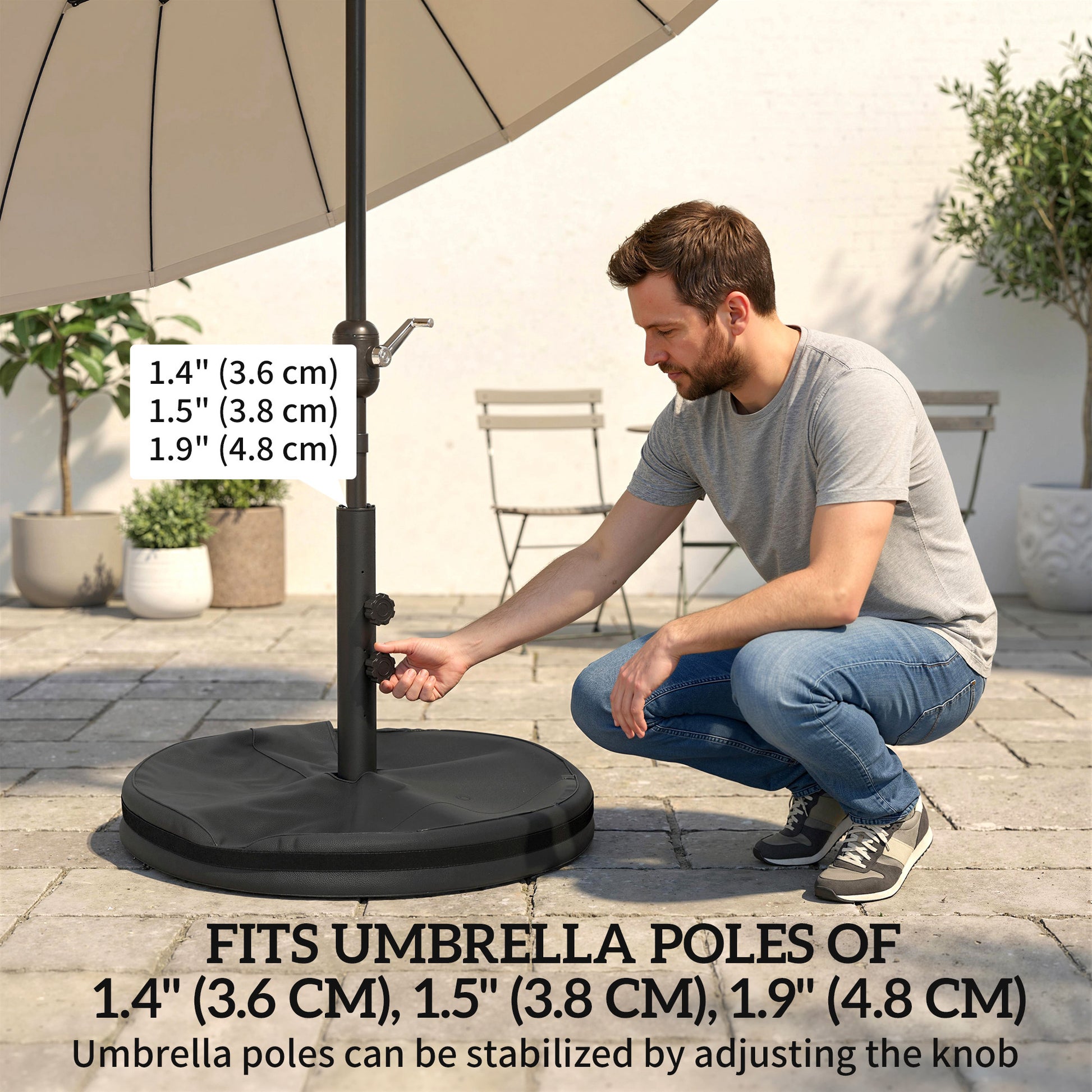 Patio Umbrella Base Portable Outdoor Umbrella Stand for Poles 1.4"/1.5"/1.9" Black