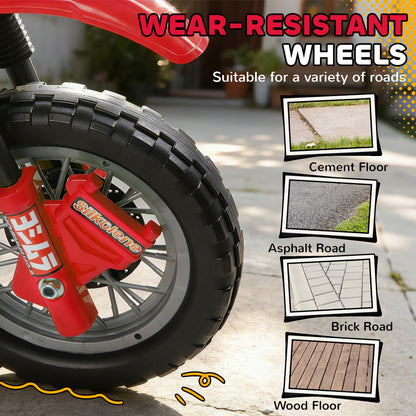 Aosom 6V Kid Electric Ride On Motorcycle Powered Dirt Bike Battery Scooter For 3-6 Year Old Kids Toddlers W/ Training Wheels Red