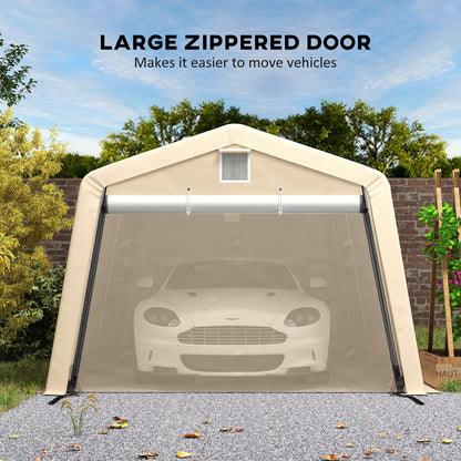11' x 20' Portable Garage, Heavy Duty Carport Canopy with Ventilation Windows and Large Roll-up Door, Khaki
