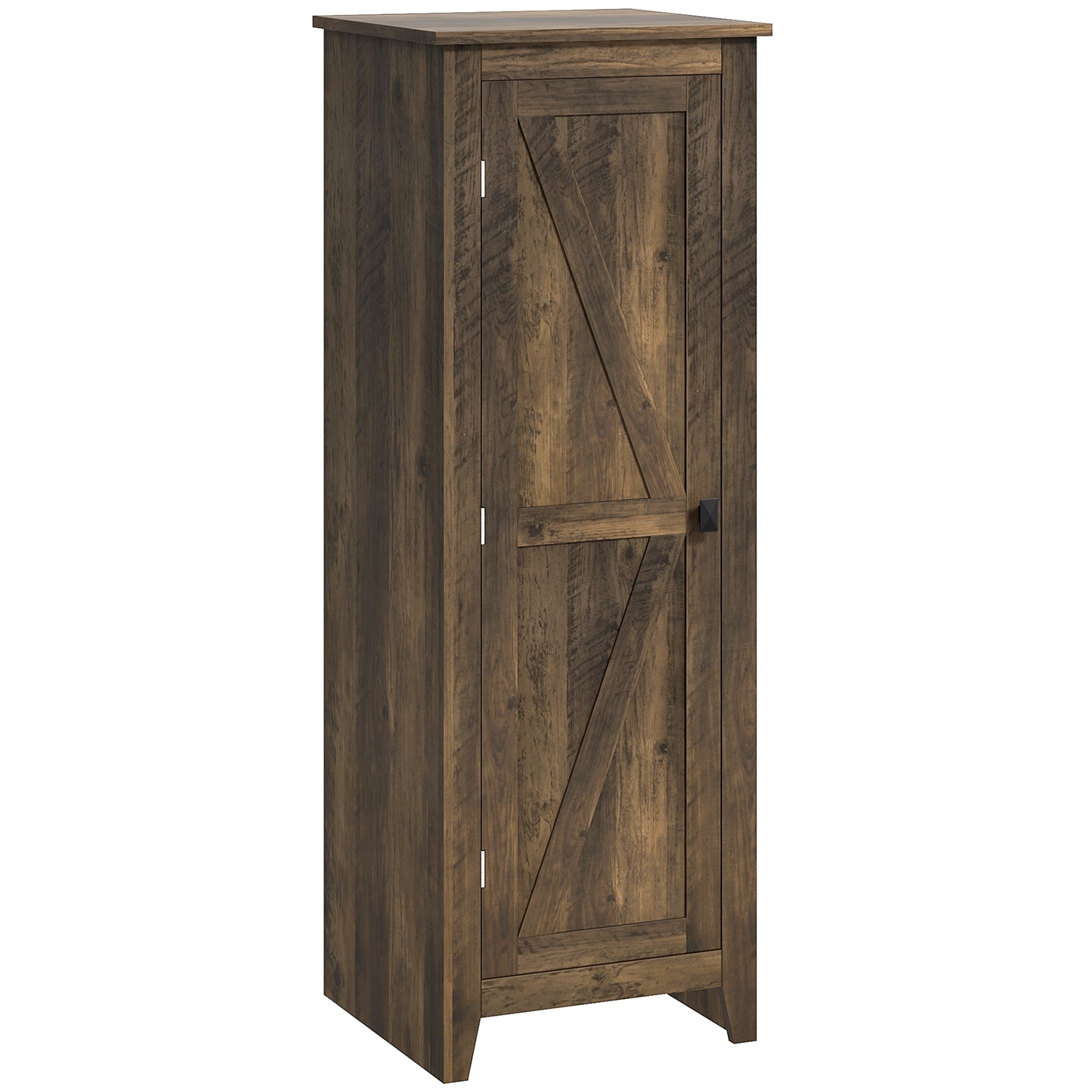 48" Farmhouse Kitchen Pantry Storage Cabinet with Barn Door, Kitchen Pantry Cabinet with Adjustable Shelves, Brown