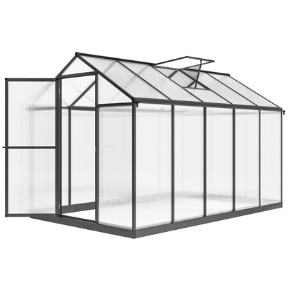 Polycarbonate Greenhouse, Aluminum Walk-In Green House Kit Garden, 6' x 10' x 6.4', Charcoal Grey