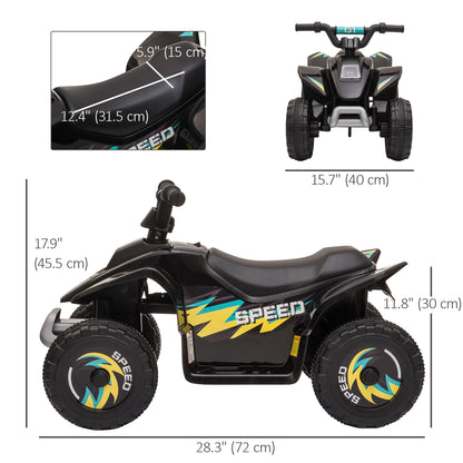 Aosom Kids Ride on ATV, 6V Battery Powered Quad Car with Forward, Reverse Switch, for Boys Girls 18-36 Months, Black
