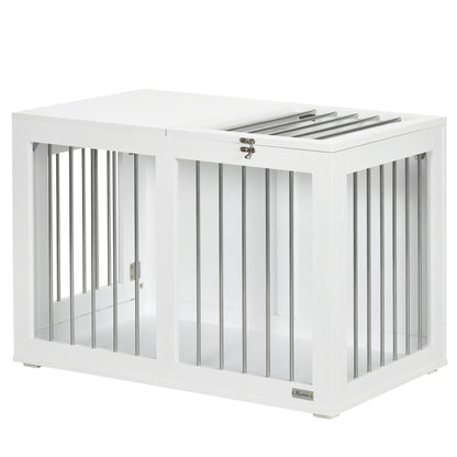 31.5" Dog Crate Furniture with Double Doors, for Medium Dogs, White