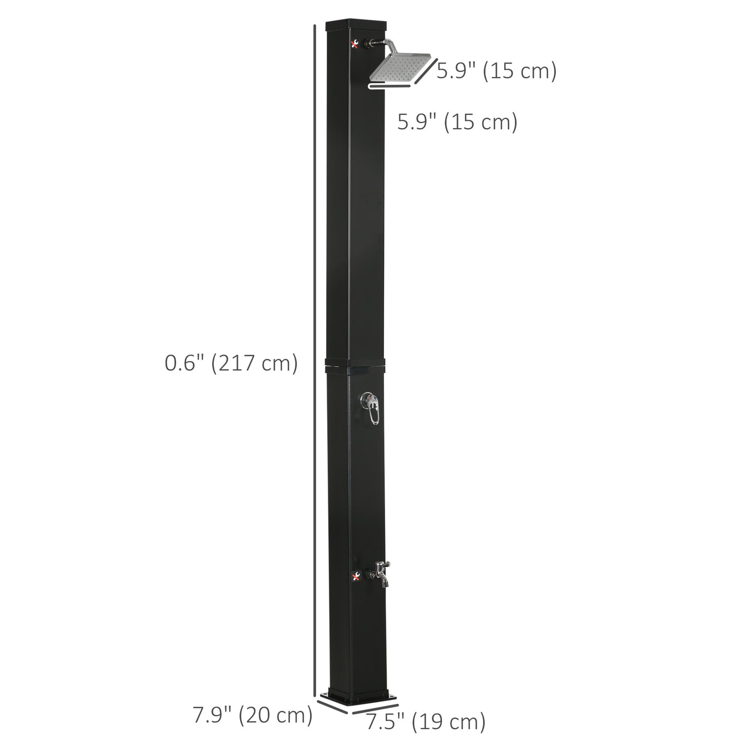 10.6 Gallons Solar Heated Shower with Free-Rotating Shower Head, Temperature Adjustment & Foot Shower