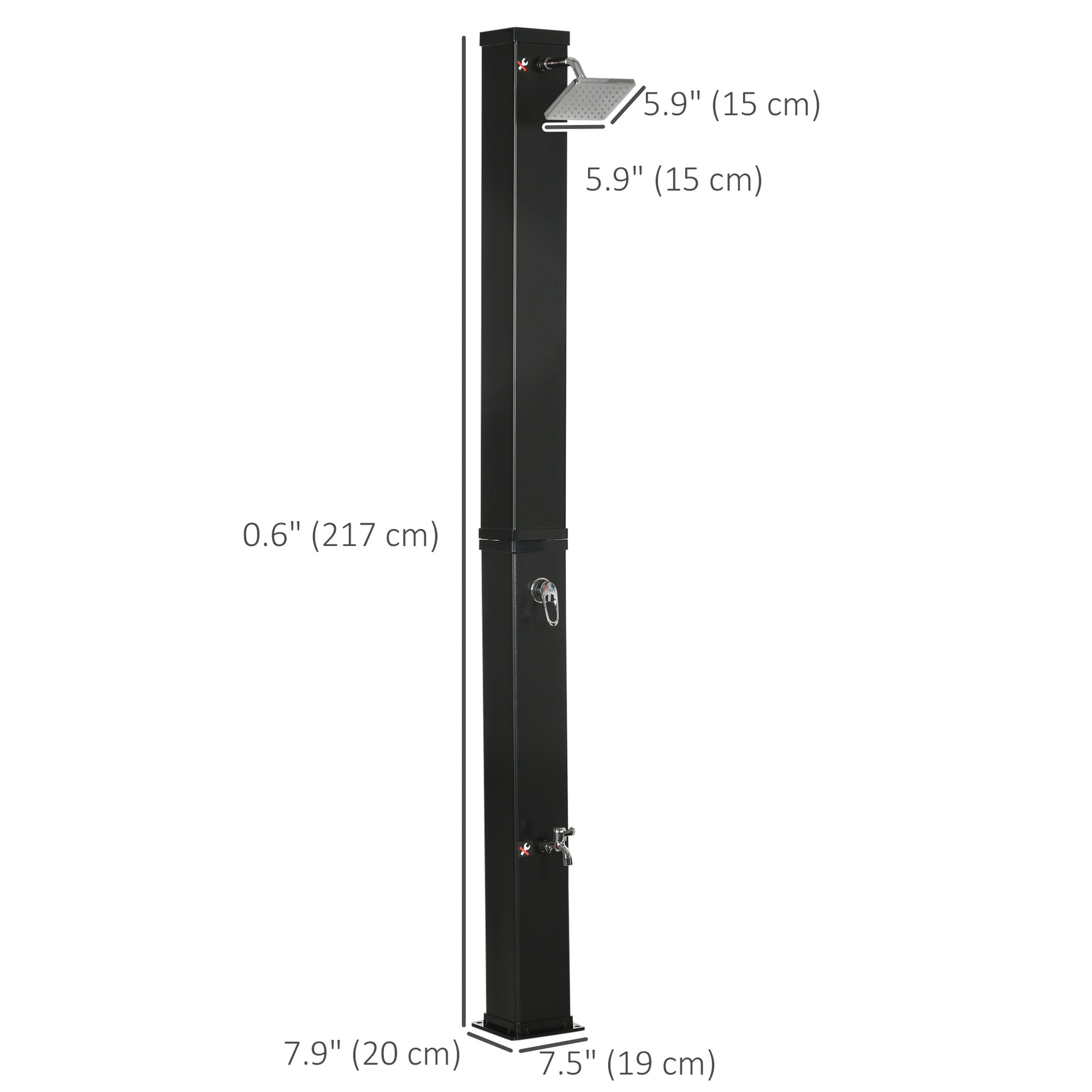10.6 Gallons Solar Heated Shower with Free-Rotating Shower Head, Temperature Adjustment & Foot Shower