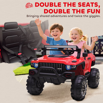 Aosom 2-Seater Kids Ride On Police Car, 12V 7AH Ride on Truck, Electric Car for Toddlers with Remote Control, LED Lights, Big Wheels, 4 Shock Absorbers, MP3, Storage, Red