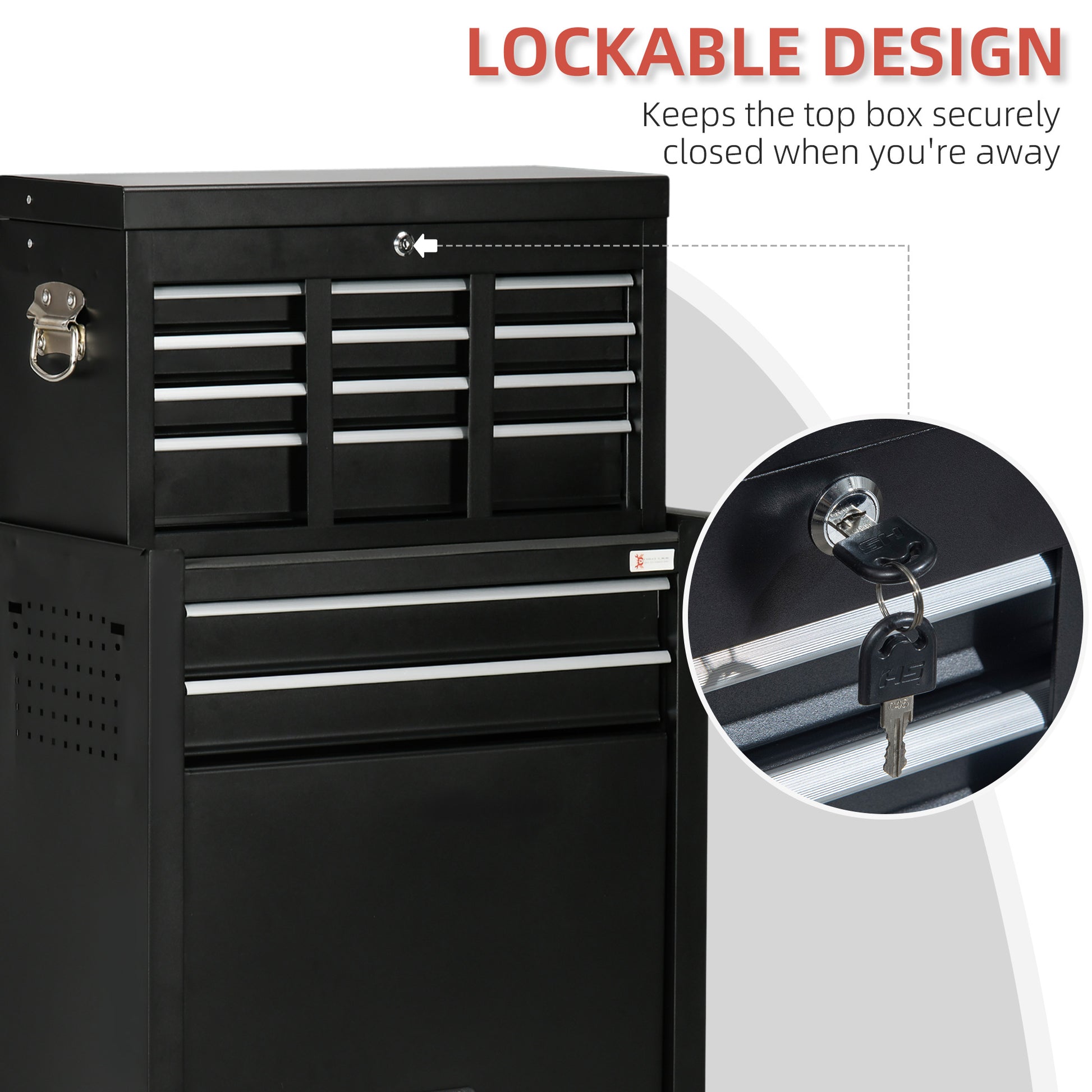 6-Drawer Tool Chest Set with 4 Wheels, Lockable Rolling Tool Box and Storage Cabinet for Garage Factory Workshop, Black